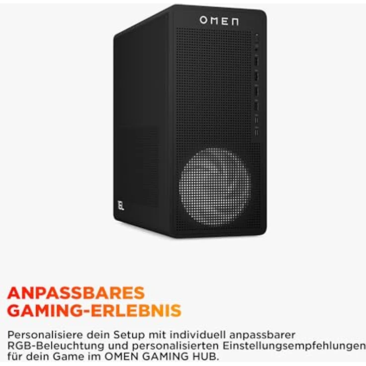 HP OMEN by HP 16L TG03-0154ng, Gaming Desktop-PC mit AMD Ryzen 5 8400F, 16 GB DDR5 RAM, 1 TB SSD, AMD Radeon RX 9060 XT, schwarz – Bild 6