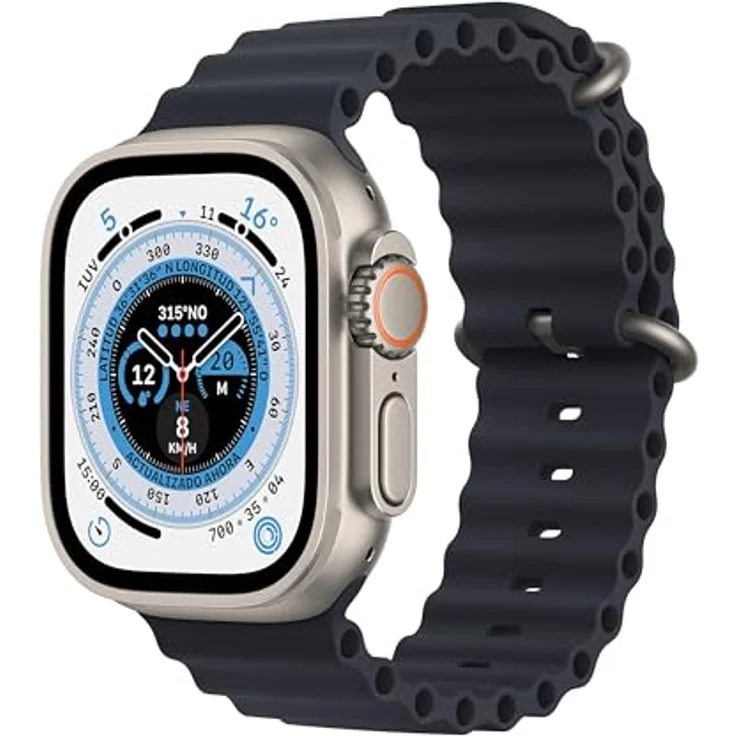 Apple Watch Ultra (GPS + Cellular, 49mm) Titangehäuse mit Mitternacht Ocean Band, Einheitsgröße