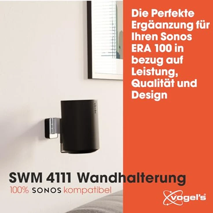 Vogel's SWM 4111, Wandhalterung für Sonos Era 100, schwarz, neig- und schwenkbar, maximal 2 kg Traglast – Bild 4
