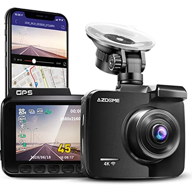 AZDOME Autokamera mit 4K Auflösung, WiFi Dashcam mit GPS und Loop-Aufnahme, Dash Cam mit 170° Weitwinkelobjektiv und Nachtsicht, Dash Camera mit G-Sensor, Parkmonitor und Bewegungserkennung(GS63H) – Bild 1