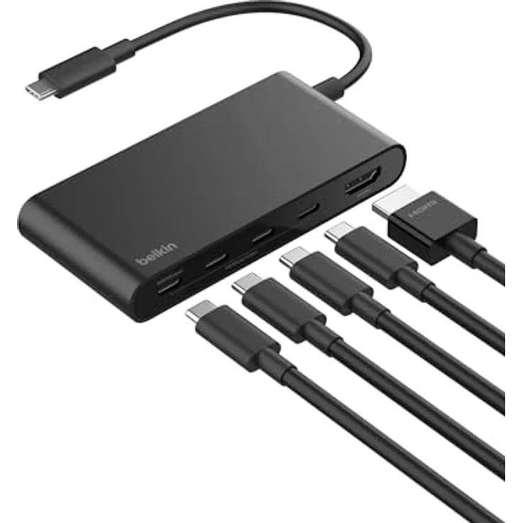 Belkin USB Hub, 5 in 1 USB C Adapter mit HDMI 4K 60Hz, 100W Power Delivery, 10 Gbit/s Datentransfer, kompakt für MacBook und iPad Pro – Bild 1