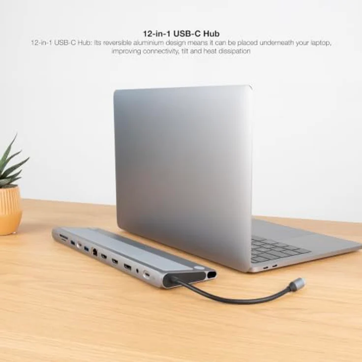 Nanocable 10.16.1012, Kabelgebundene Dockingstation, USB 3.2 Gen 1 Type-C, 100 W, 5 Gbit/s, Grau – Bild 3