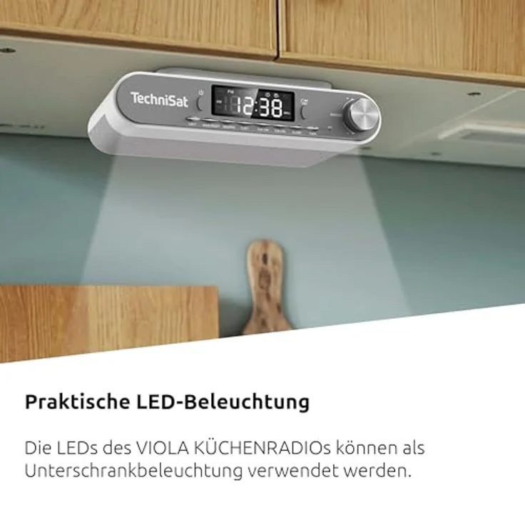 TechniSat Viola Küchenradio, Unterbau Radio mit UKW/FM, Bluetooth, LED Display, Weckfunktion und 5 W Lautsprecher, silber – Bild 4