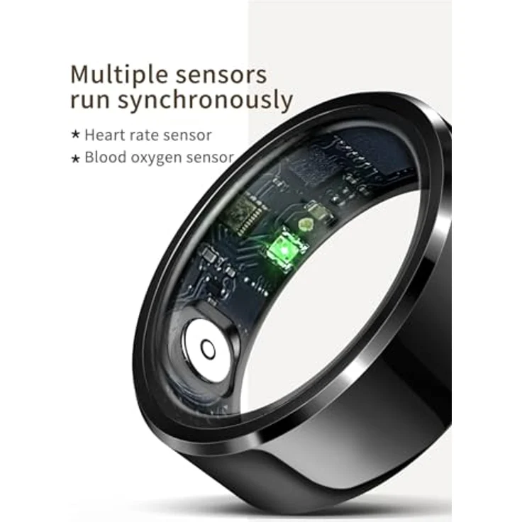 Beafon Smart Ring SR6, Fitnesstracker mit Bluetooth 5.1, Edelstahl, Größe 11, Silber – Bild 5