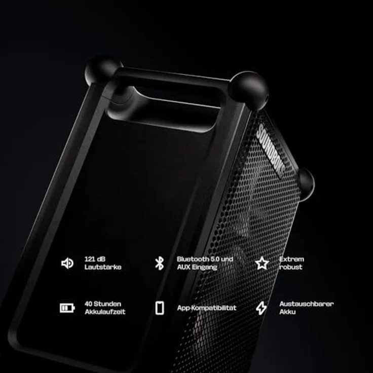 SOUNDBOKS Mix, Tragbarer Bluetooth-Lautsprecher, IP65 wetterfest, 121dB Lautstärke, 40 Stunden Laufzeit, Schwarz – Bild 3