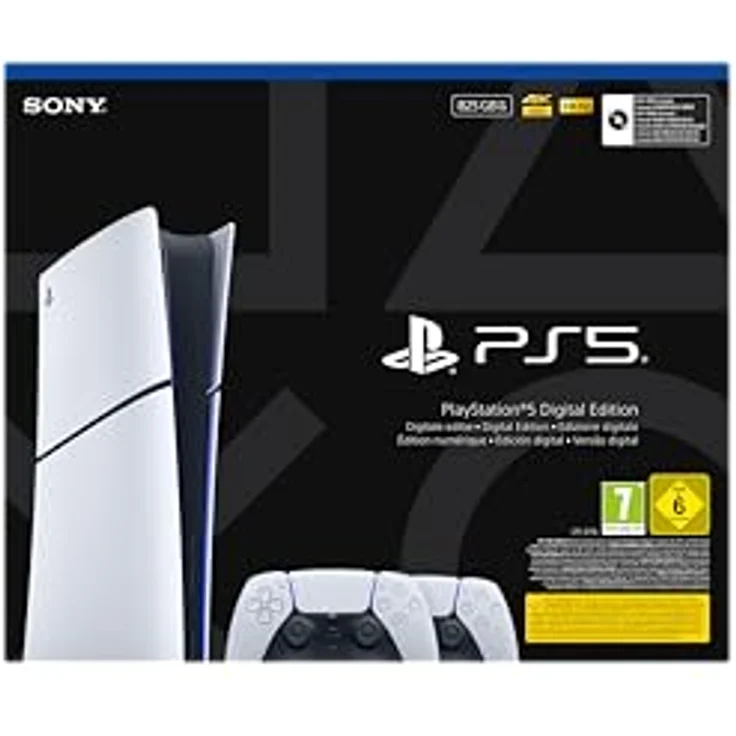 Sony PS5 Konsole SLIM Digital E-Chassis, 825 GB, inklusive 2 DualSense Wireless-Controller, Schwarz – Bild 2