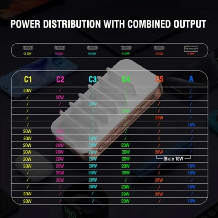 4smarts Ladestation Team 100W, 5C/1A, 6 Kabel inkl. 4in1-Multiladekabel, Kupfer, Wireless Charger, Sicherheitsfunktionen – Bild 7