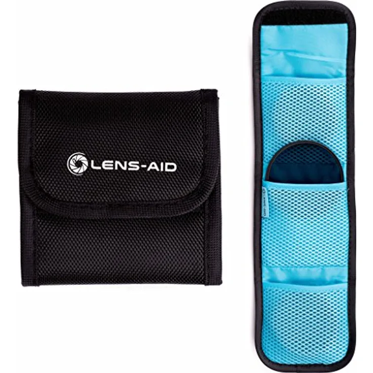 LENS-AID Filtertasche für Rundfilter mit Fächer für Filter bis 82mm, Aufbewahrungstasche für Polfilter, UV-Filter, Kamera Deckel etc.