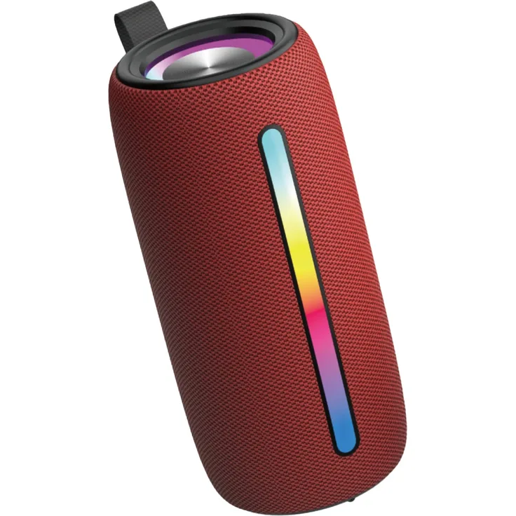 Denver Karaoke BT-Lautsprecher (3 h, Stromversorgung über USB), Bluetooth Lautsprecher, Rot mit RGB-Lichteffekten und Freisprechfunktion