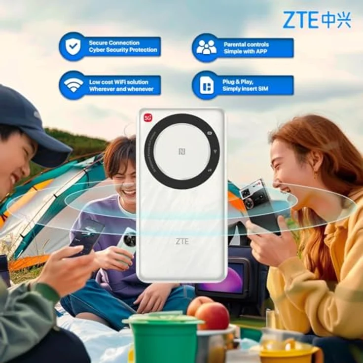 ZTE U30 Air Router, Mobiler 5G Hotspot mit Dualband WLAN, tragbar, weiß, für bis zu 10 Geräte, wiederaufladbarer Akku – Bild 5