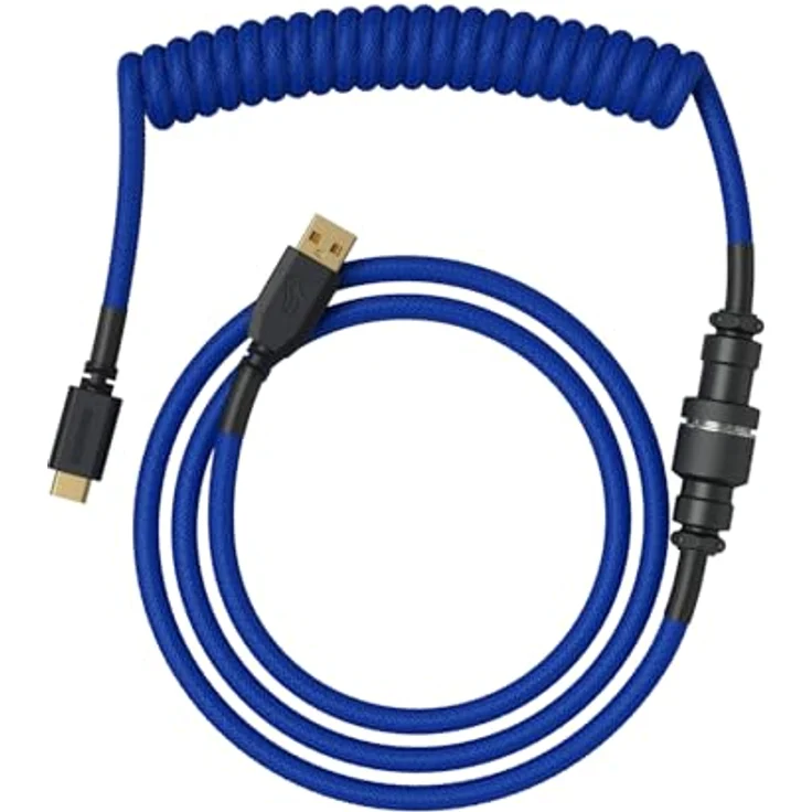 Glorious GMMK Coiled Cable, Spiralkabel USB-C/USB-A, dunkelblau/schwarz, 1,40 m, hohe Haltbarkeit mit Gummi-Nylon-Ummantelung, optimiert für Gaming-Tastaturen – Bild 1