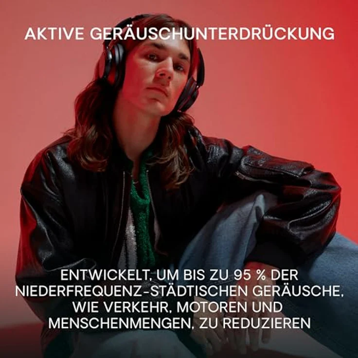 Urbanista Valencia Bluetooth Kopfhörer Over-Ear, Active Noise Cancelling, 50h Spielzeit, Hi-Res Audio, Deep Bass, Verbindung von 2 Geräten, Schwarz – Bild 2