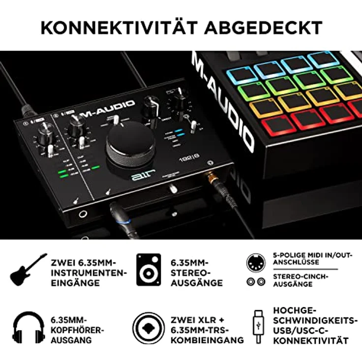 M-Audio AIR 192|8 - 2-in-4-out-USB Audio - MIDI-Schnittstelle mit ProTools und Ableton Live Recording Software mit Studio Effekten & Instrumenten – Bild 4