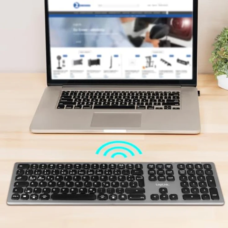 LogiLink Kabellose Multi-Device-Tastatur, BT 5.0, Aluminium, Grau, für Windows, Android, iOS und MacOS – Bild 4