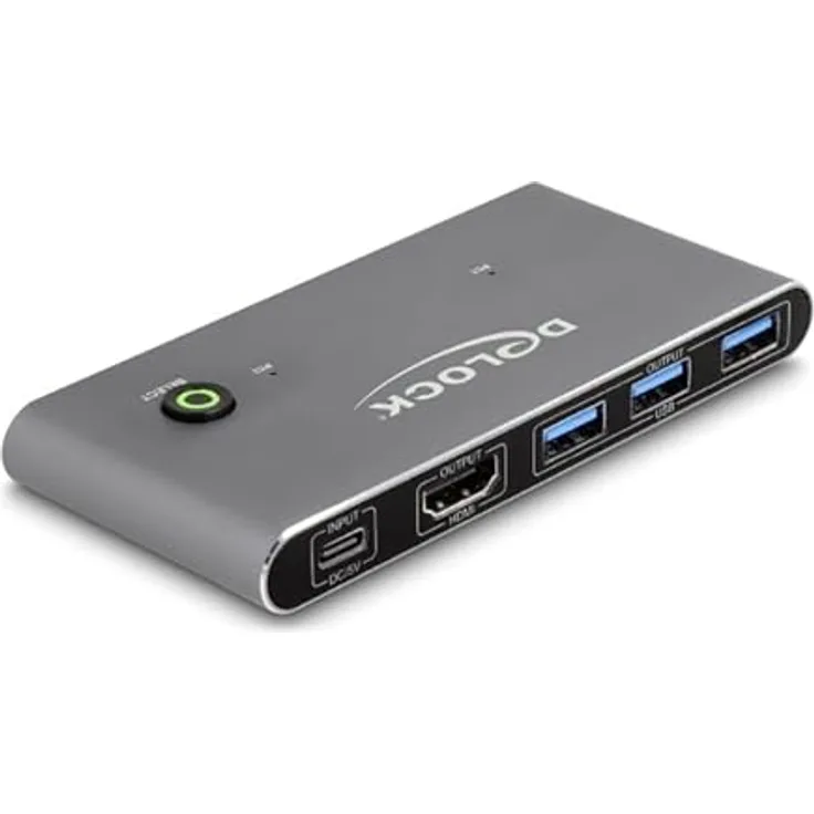 Delock KVM Switch, KVM Switch mit 2x HDMI, 4x USB 5 Gbps, grau, 7680x4320 @ 60 Hz