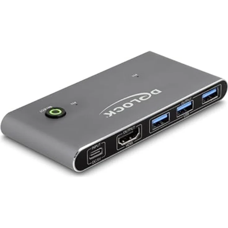 Delock KVM Switch, KVM Switch mit 2x HDMI, 4x USB 5 Gbps, grau, 7680x4320 @ 60 Hz – Bild 1