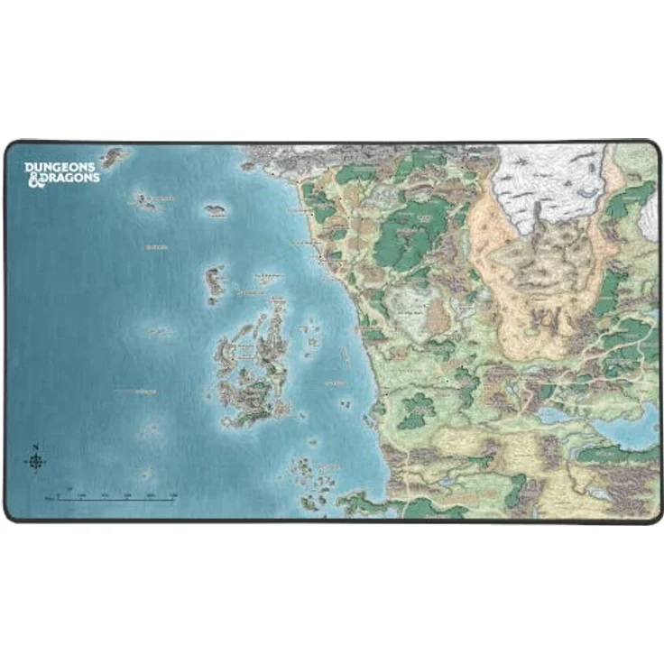 Konix Dungeons & Dragons Gaming-Mauspad XXL 80 x 46 cm, rutschfeste Unterlage mit Motiv Karte von Faerûn, langlebig und transportabel – Bild 1