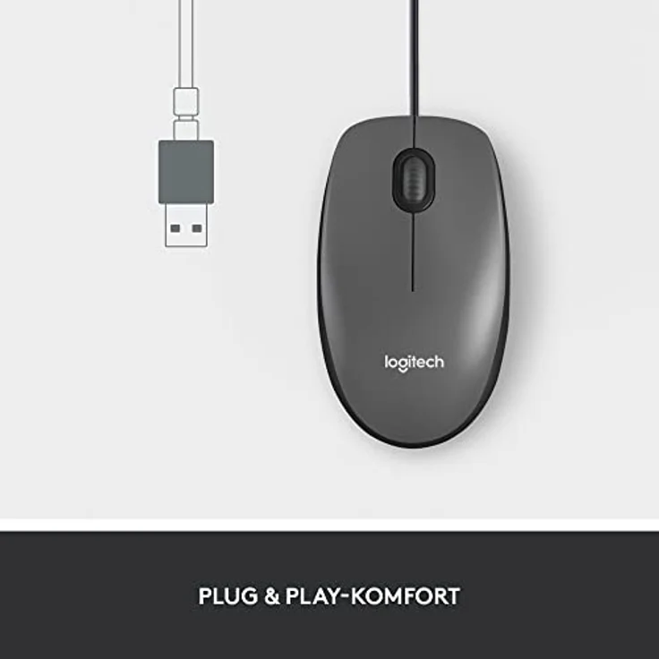 Logitech M100 Kabelgebundene USB-Maus, 3 Tasten, 1000 DPI Optical Tracking, Für Links- und Rechtshänder, Kompatibel mit PC, Mac, Laptop - Grau – Bild 3