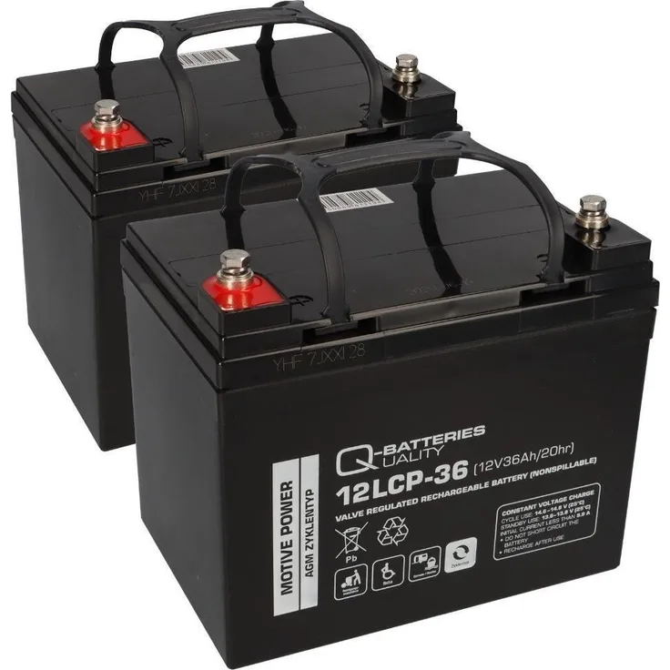 Markenlos Akku kompatibel E-Mobil Cascare, Ersatzakkusatz 2x 12V 36Ah für Casamobil und Strider Modelle