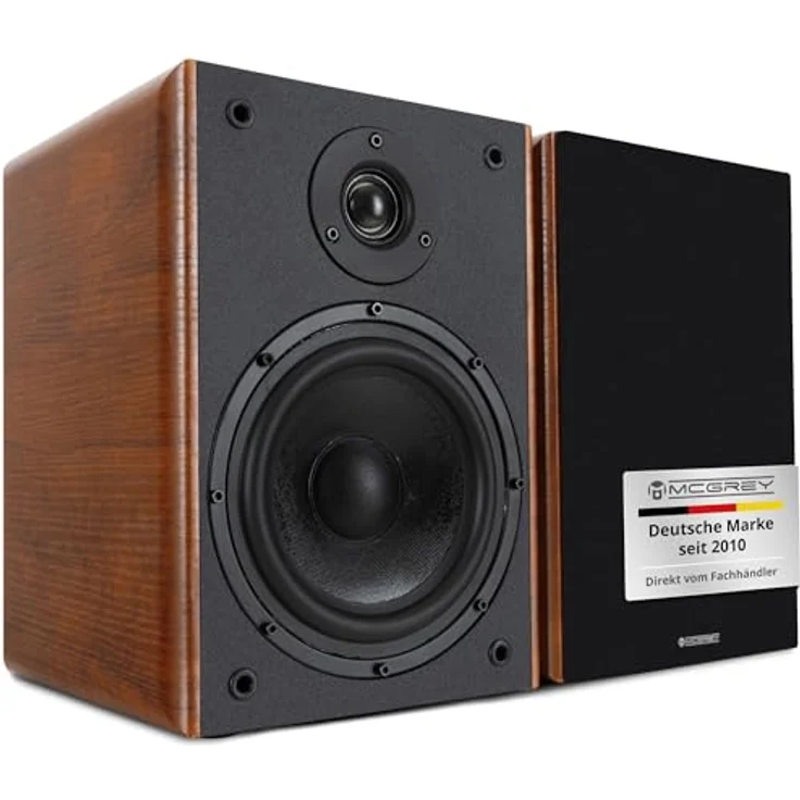 McGrey BSS-365 BN 6,5" HiFi Regallautsprecher - 1 Paar kompakte HiFi-Boxen - Belastbar bis 60 Watt (RMS) - 2-Wege-System - 6,5" Tieftöner + 1,0" Hochtöner - Braune Holz-Optik – Bild 1