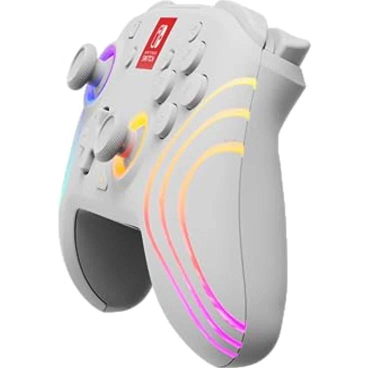 PDP Afterglow Wave White Wireless Switch Controller, RGB LED, bis zu 20 Stunden Akkulaufzeit, programmierbare Tasten, offiziell lizenziert für Nintendo Switch, Farbe: Weiß – Bild 7