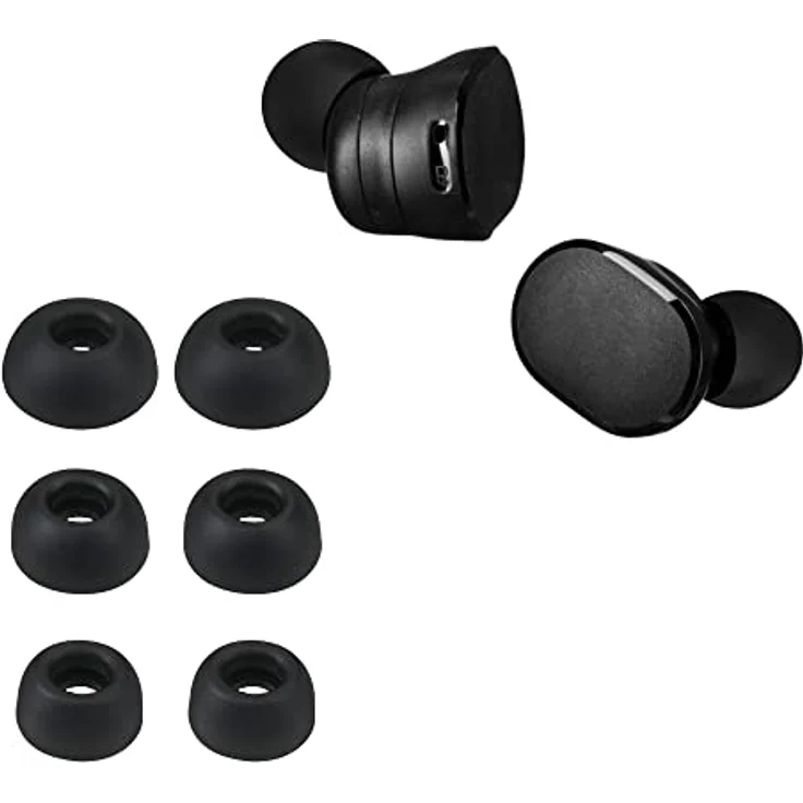 kwmobile 6X Polster kompatibel mit JBL Tune 130 NC TWS - 3 Größen - Silikon Ohrstöpsel In-Ear Kopfhörer, Schwarz, Flexibel & elastisch, 6 Ersatz Stöpsel in 3 verschiedenen Größen – Bild 1