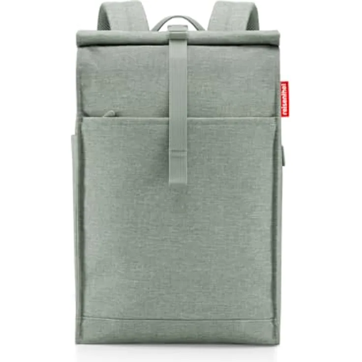 reisenthel urban rolltop backpack twist sage, geräumiger Rucksack aus recyceltem wasserabweisendem Polyester, mit Laptopfach und ergonomischem Rücken, 16L Volumen