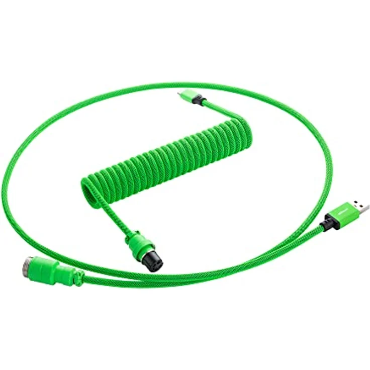 CableMod Pro Coiled Keyboard Cable USB-C zu USB Typ A, Viper Green, 1.50 m, doppelte Ummantelung aus ModFlex und ModMesh, Aluminiumstecker, USB 2.0 – Bild 1