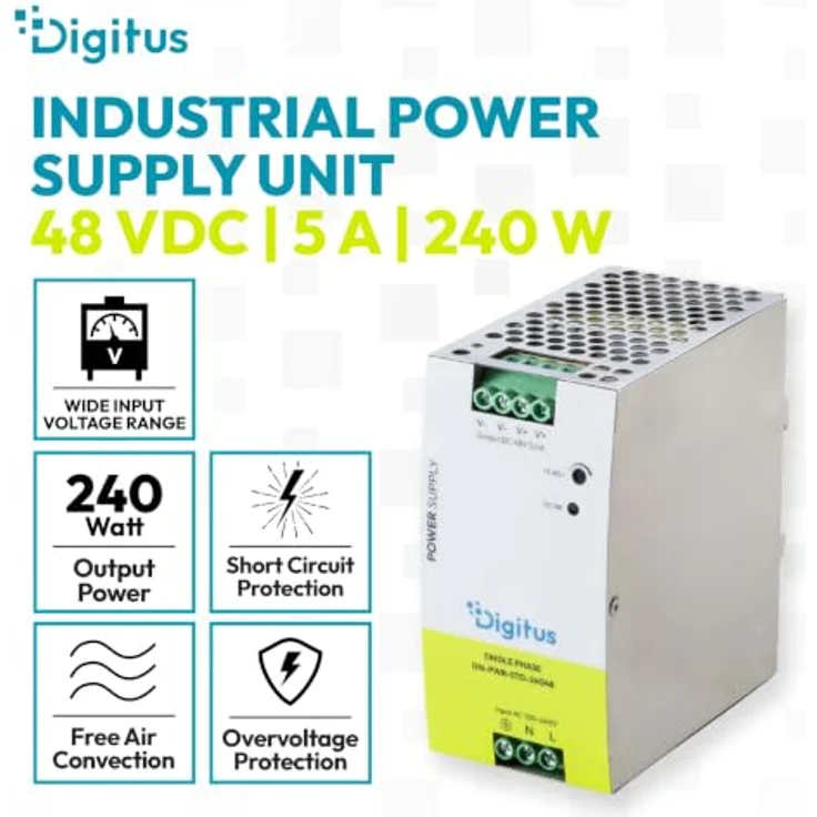 DIGITUS DN-PWR-STD-24048, Industrienetzteil 240 W, 48 V, lüfterlos, kompakt für DIN-Schienen, Schutzmechanismen – Bild 2
