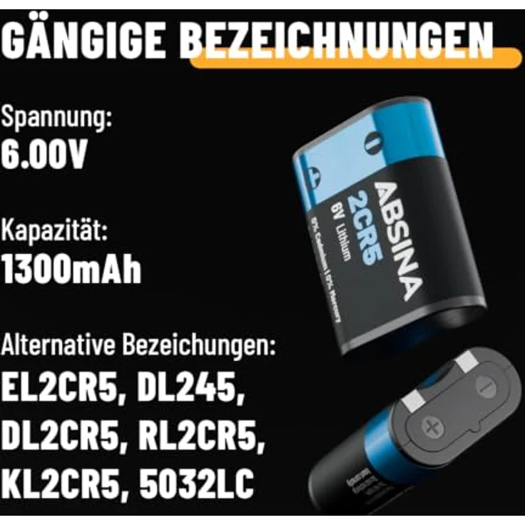 ABSINA 2x 2CR5 Batterien 6V Lithium, langlebig & temperaturfest von -40°C bis +60°, ideal für Kamera und Blitzgeräte – Bild 6