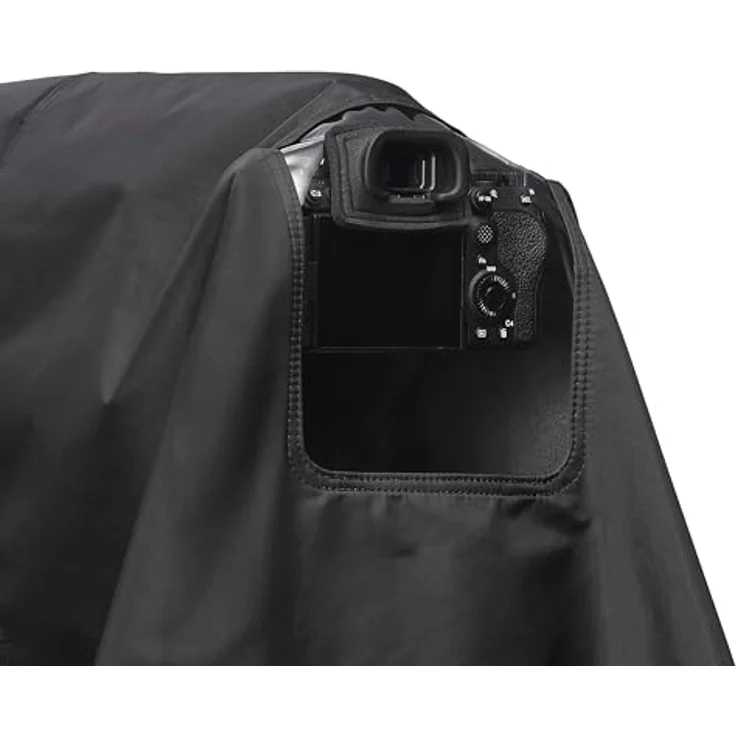 Sony LCR-EL, Große, wetterfeste Regenhülle für Kamera & Objektiv, atmungsaktives Material, Sichtfenster, Schnellverschluss, Regenschutz, Schwarz – Bild 2
