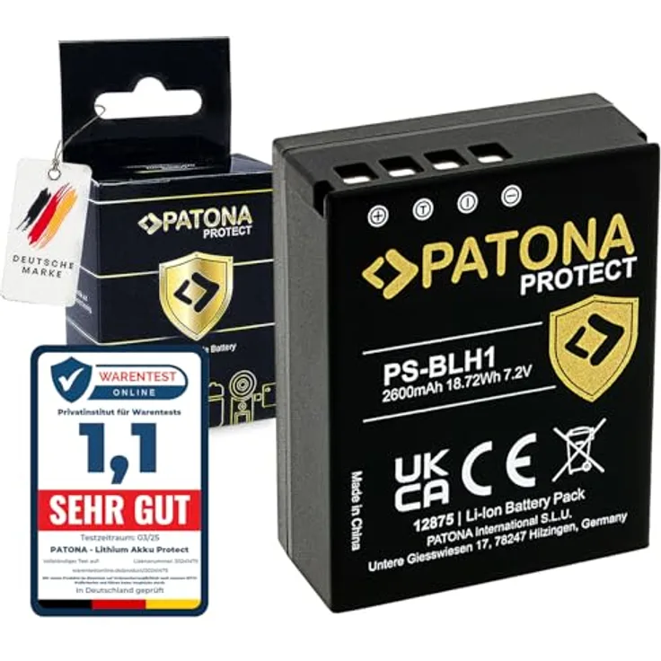 PATONA V1 Protect BLH-1 PS-BLH-1 Akku, 2600mAh mit NTC-Sensor und V1 Gehäuse, Kamera-Akku für Olympus OM-D EM-1 Mark II und E-M1X