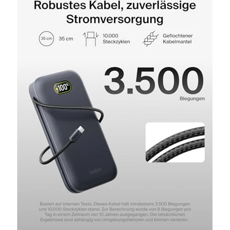 Belkin BOOST Charge Laptop Power Bank 27.000mAh, 240W, USB-C mit Kabel, für bis zu 3 Geräte, digitale Ladestatusanzeige, Handgepäck zugelassen – Bild 8