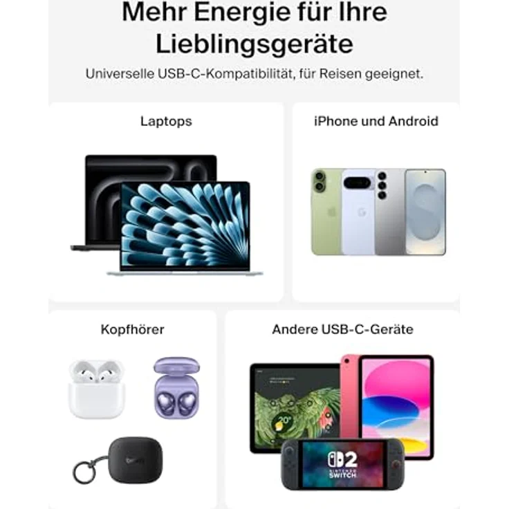Belkin BOOST Charge Laptop Power Bank 27.000mAh, 240W, USB-C mit Kabel, für bis zu 3 Geräte, digitale Ladestatusanzeige, Handgepäck zugelassen – Bild 5