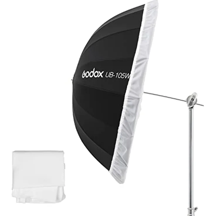 Godox 41in 105cm UB Schwarz Weißer Regenschirm Parabolisch Schwarz Weiß Reflektierender Regenschirm Studiolicht - Preisvergleich