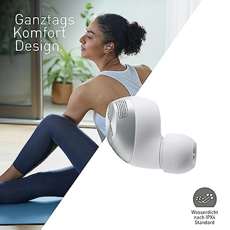 Technics EAH-AZ40M2ES kabellose Ohrhörer mit Noise Cancelling, Multipoint Bluetooth, bequemer In-Ear-Kopfhörer mit integriertem Mikrofon, anpassbare Passform, bis zu 5,5 Stunden Wiedergabe, Silber – Bild 4