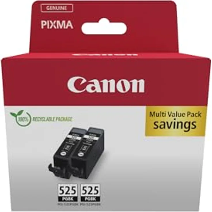 Canon PGI-525PGBK, Doppelpack Tintenpatronen mit schwarzer Pigmenttinte, 2 x 19 ml, bis zu 682 A4-Dokumente