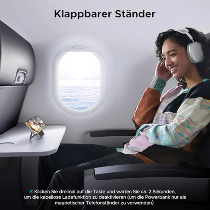 UGREEN UNO Wireless Powerbank 10000mAh Qi2 15W Magnetische Power Bank mit USB-C Schnellladefunktion 20W und Ständer kabellos MagSafe kompatibel mit iPhone 16 Pro Max/16 Pro/16/15/14/13/12 (Schwarz) – Bild 5