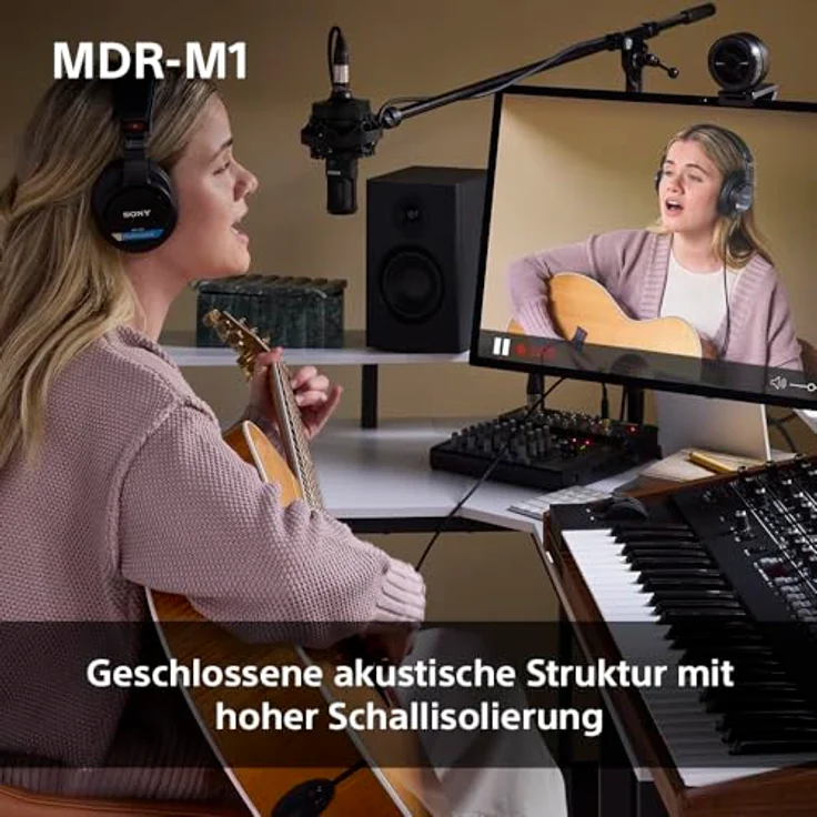 Sony MDR-M1 Studio-Kopfhörer mit geschlossenem Rücken - kabelgebunden, Ultra-Breitband-Wiedergabe (5Hz-80kHz), leicht (216g), 2 abnehmbare Kabel, schwarz – Bild 4