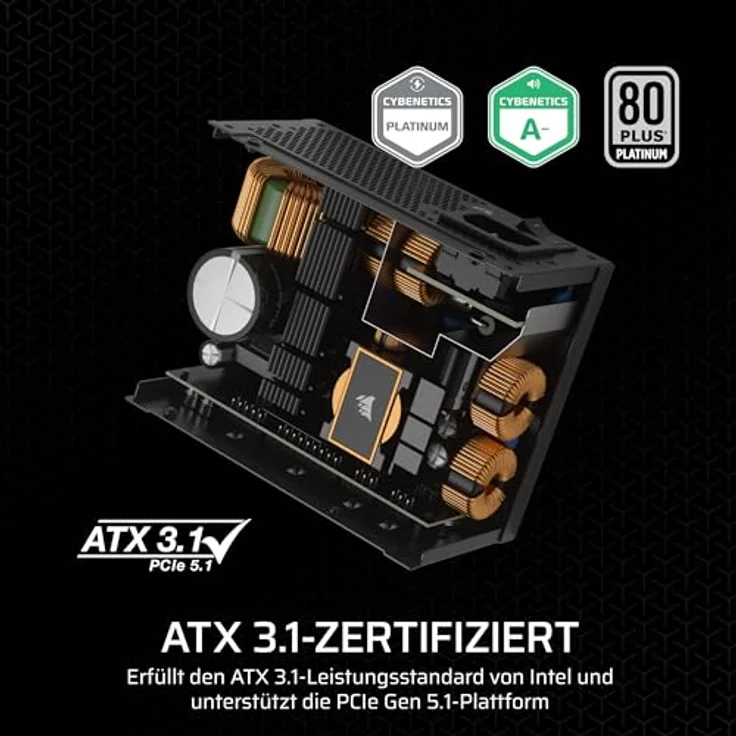 Corsair SF1000 (1000 W), PC Netzteil, Schwarz, 80 PLUS Platinum-zertifiziert, vollständig modulares Design – Bild 3