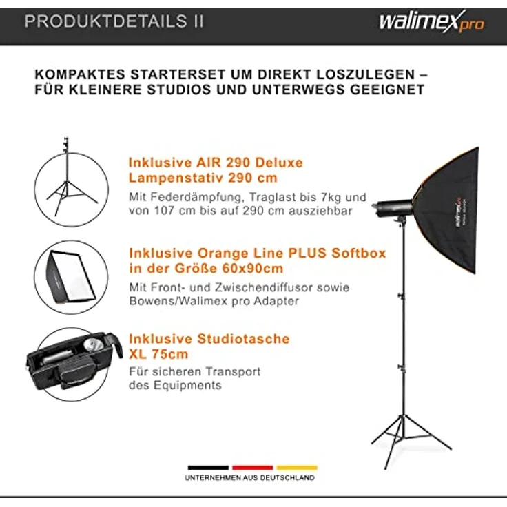 Walimex Pro Stager 600 HSS Set Single - leistungsstarker Studioblitz mit 2,4 GHz Empfänger, HSS-Modus, 600 Ws, Kurze Abbrennzeit, LED-Einstelllicht, für Profifotografen - Preisvergleich – Bild 5
