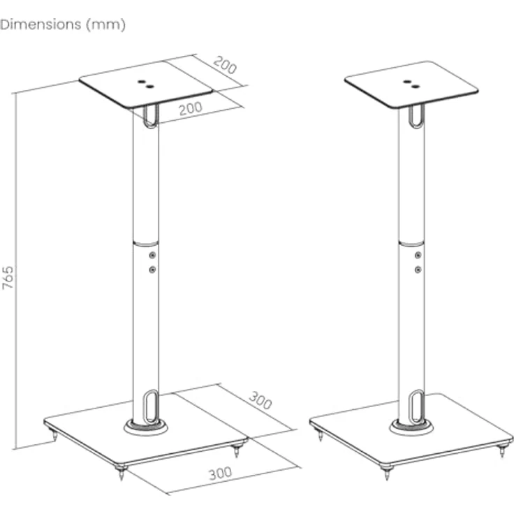 my wall Lautsprecherständer HS35L, 2-teilig, universell kompatibel, bis zu 25 kg Tragfähigkeit, schwarzes Glas mit Stahlspikes und Kabelmanagement – Bild 6