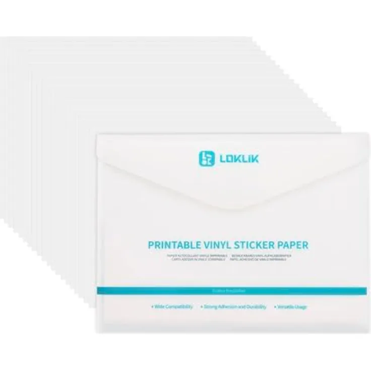 LOKLIK Selbstklebendes mattes Vinylpapier A4, bedruckbar, 20 Blatt für kreative Drucke und vielfältige Anwendungen