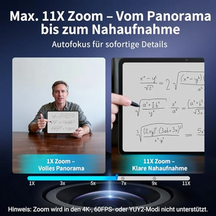 EMEET C60E, Dual-Kamera 4K-Webcam mit 11-fachem Hybrid-Zoom, Weitwinkel- und Teleobjektiv, RGB-Beleuchtung, 2 Mikrofone, Fernbedienung, ideal für Livestreaming – Bild 4