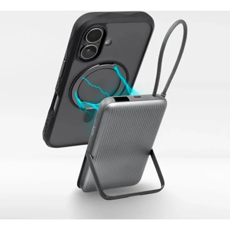 Laut POWER CHARGE RISER+ Black Powerbank, 10.000mAh, kabelloses MagSafe Laden, integrierter Ständer, Schwarz – Bild 4