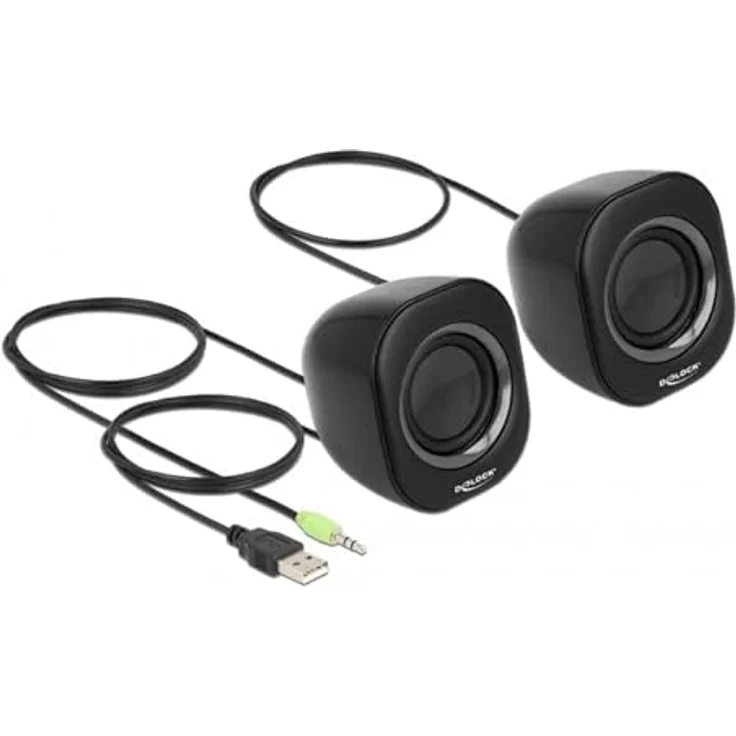 Delock Mini Stereo PC Lautsprecher mit 3,5 mm Klinkenstecker, kompakt und leistungsstark – Bild 2