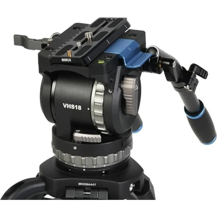 Sirui SQ100 Rapid System Stativset, Carbon Stativ mit Flip-Lock Höhenverstellung und VHS-18 Fluidkopf, maximale Tragfähigkeit 25 kg, schwarz – Bild 2
