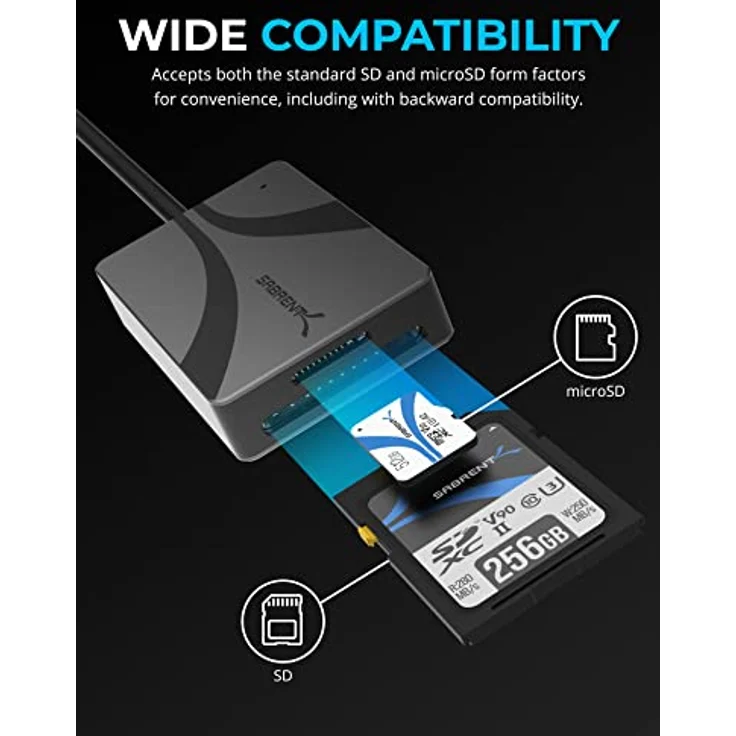 SABRENT SD, Micro SD USB C Kartenleser, USB 3.2 Speicherkartenleser, 312 MBps High Speed Externe Kartenlesegeräte, SD Karte USB Adapter, unterstützt MMC/TF/SDXC/SDHC/Micro SDHC/Micro SDXC (CR-CSDM) – Bild 4