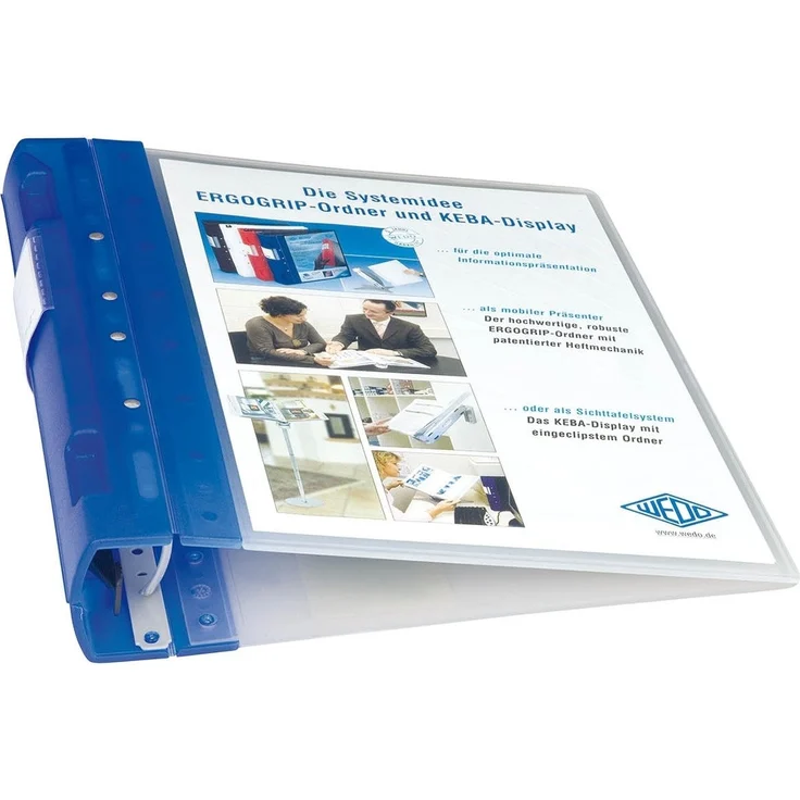 WEDO Aktenordner ERGOGRIP, ICE blau, A4 Format, mit transparentem Deckel und 4 Ring Mechanik – Bild 1