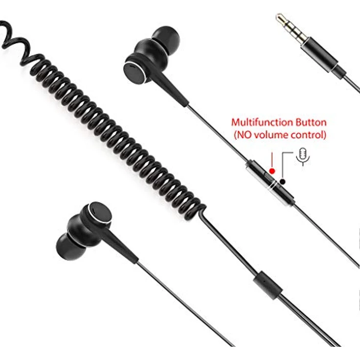 [2018 Version] Avantree In Ear TV Kopfhörer mit Langem Kabel, Langes Ohrhörer mit Mikrofon und 3.5m Verlängerungs Schnur für PC, Metall Stereo In-Ear Headset Ohrstöpsel mit Wendelkabel - HF027 – Bild 3